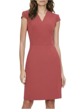 MM LAFLEUR felisa faux wrap dress sheath workwear career brick red size 12